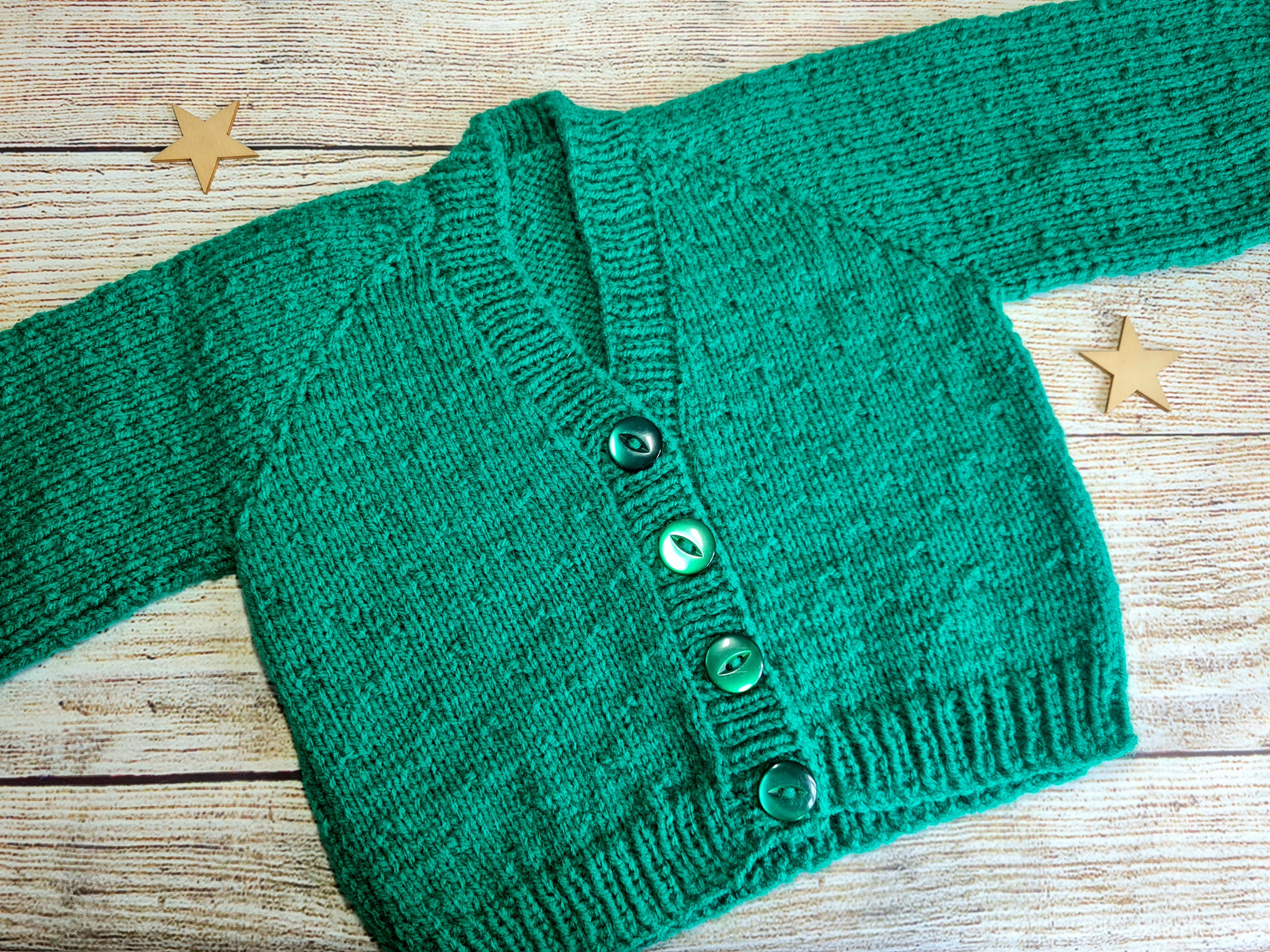 Personalised 9 12 months Green Baby Cardigan