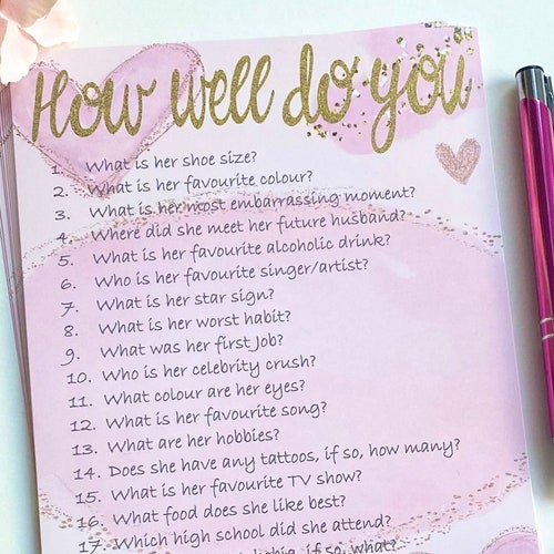 Hen Party Games How Well Do You Know the Bride Quiz Virtual Etsy UK