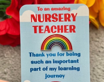 Thank You Nursery Teacher End Of Term Year Gift Present Ideas Keepsake Rainbow Lanyard Badge