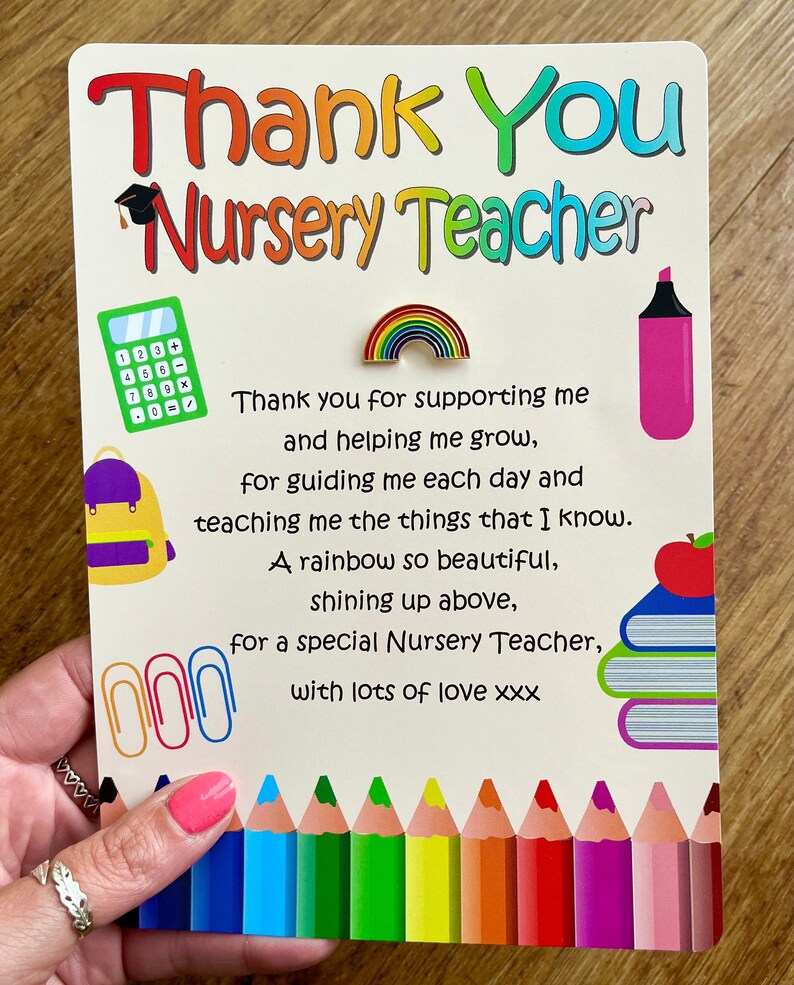 Thank You Nursery Teacher End of Term Year Gift Present Ideas Etsy UK