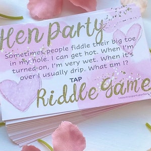 Hen Party Games, Hen Night Dirty Riddle Innuendo, Funny Drinking Games, Weekend Away, Night Out, Night In, Bride To Be, Icebreaker, Girls image 1