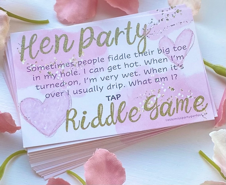 Hen Party Games, Hen Night Dirty Riddle Innuendo, Funny Drinking Games, Weekend Away, Night Out, Night In, Bride To Be, Icebreaker, Girls image 1