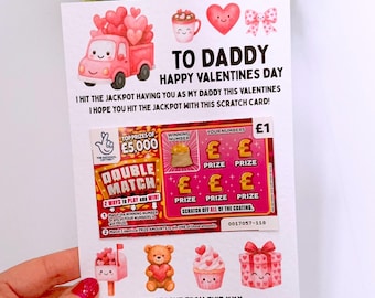 Personalised Valentines Dad Daddy Scratch Card Holder Gift Present
