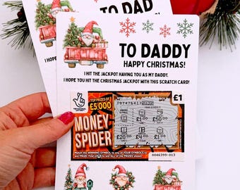 Personalised Dad Daddy Christmas Xmas Lottery Scratch Card Holder Gift Present Scratch Card NOT INCLUDED