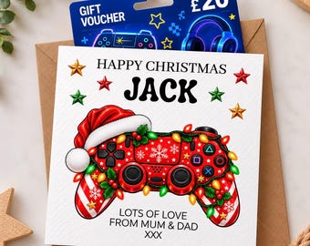 Personalised Gaming Gift Card Voucher Holder Card For Christmas Present Son, Daughter, Grandson, Granddaughter