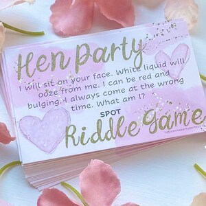 Hen Party Games, Hen Night Dirty Riddle Innuendo, Funny Drinking Games, Weekend Away, Night Out, Night In, Bride To Be, Icebreaker, Girls image 2