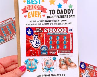 Personalised Fathers Day Scratch Card Holder, Dad, Daddy, Grandad Gift Present Ideas, Unique Keepsake, Lottery, Gift For Him, Ideas