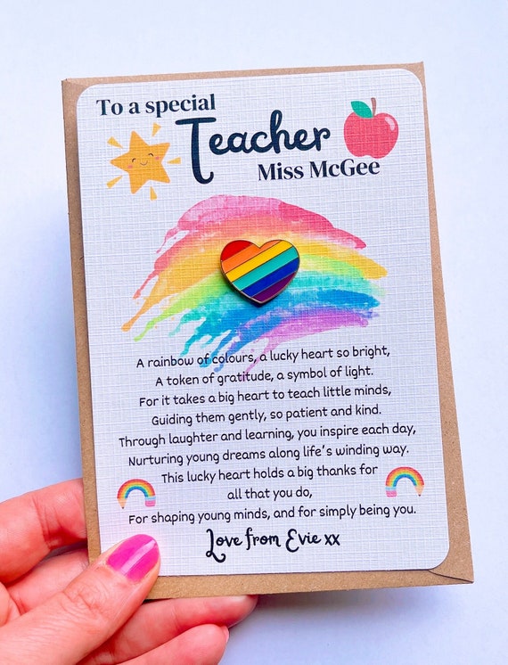 Rainbow Thank You Teacher Badge – End Of Term Keepsake Gift Idea