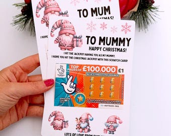 Personalised Mummy Mum Christmas Lottery Scratch Card Holder Gift Present Scratch NOT INCLUDED