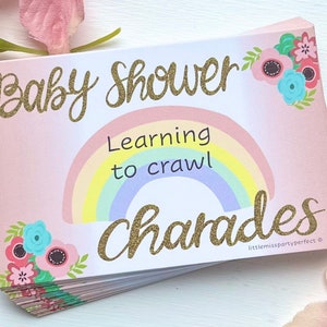 Baby Shower Party Games, Charades Funny Icebreaker Game, Unisex Boy Girl Pink Blue