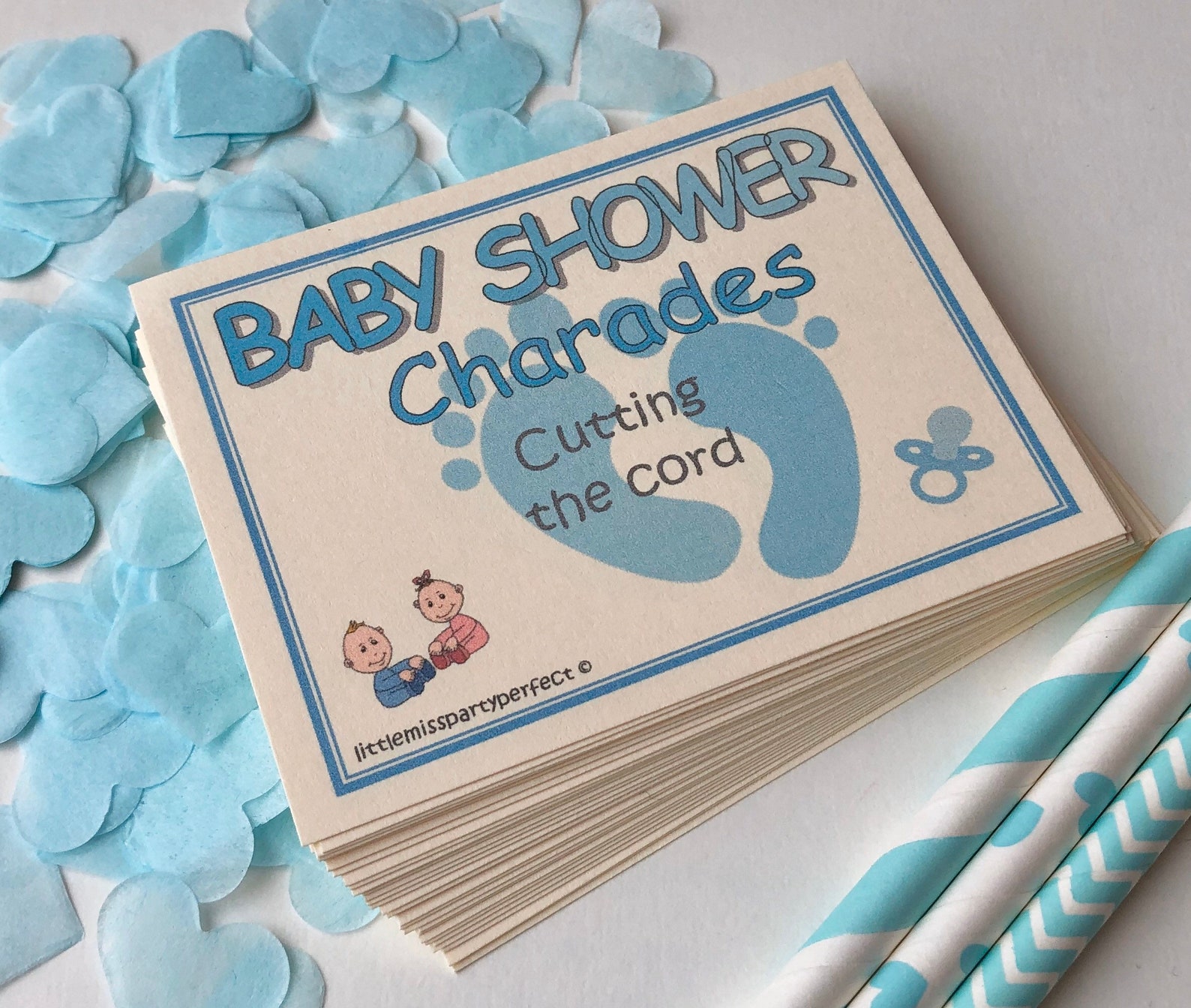 Baby Shower Charades Boy Blue Funny 32 Cards virtual Etsy