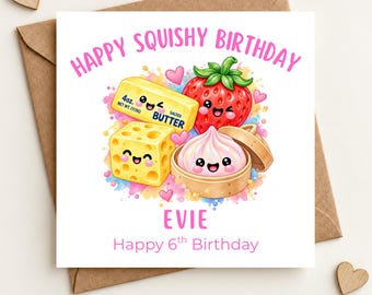 Personalised Squishy Birthday Card, Any Age, Relative, Name, Boys, Girls, Son, Daughter, Grandson, Granddaughter