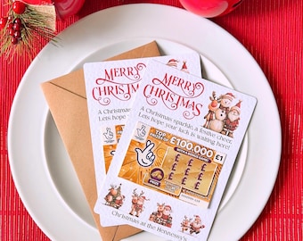 Personalised Christmas Table Lottery Scratch Card Holder - Xmas Dinner Table Favour