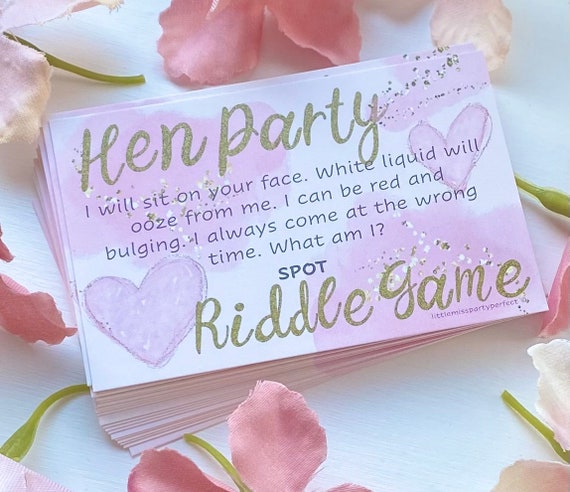 Hen Party Games Hen Night Dirty Riddle Drinking Games 24 | Etsy