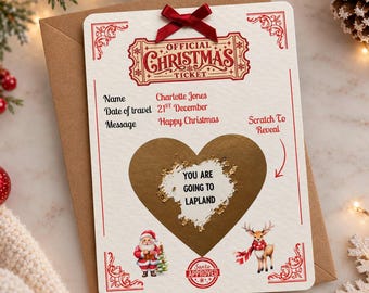 Lapland Reveal Gift Card, Scratch Ticket, Suprise Trip, Holiday Boarding Pass
