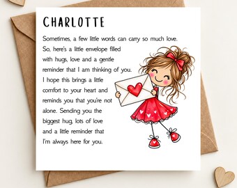 Sending a Big Heart Hug Card, Personalised, Thinking of You, Tough Times