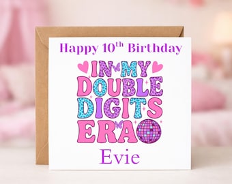 Personalised Double Digits Era 10th Birthday Girl Card Daughter Niece Sister Granddaughter