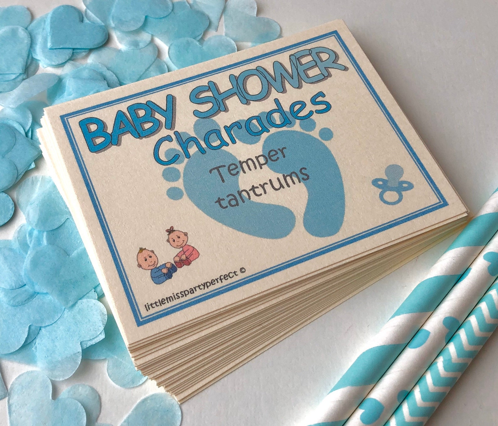 Baby Shower Charades Boy Blue Funny 32 Cards virtual Etsy