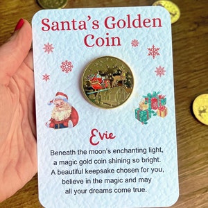 Personalised Santa Gold Coin, Christmas Eve Box Fillers, for children, boys, girls, kids, keepsake Magic of Christmas, Crate Ideas, Stocking