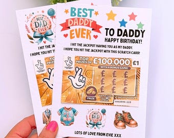 Personalised Happy Birthday Dad Daddy Scratch Card Holder Gift Present