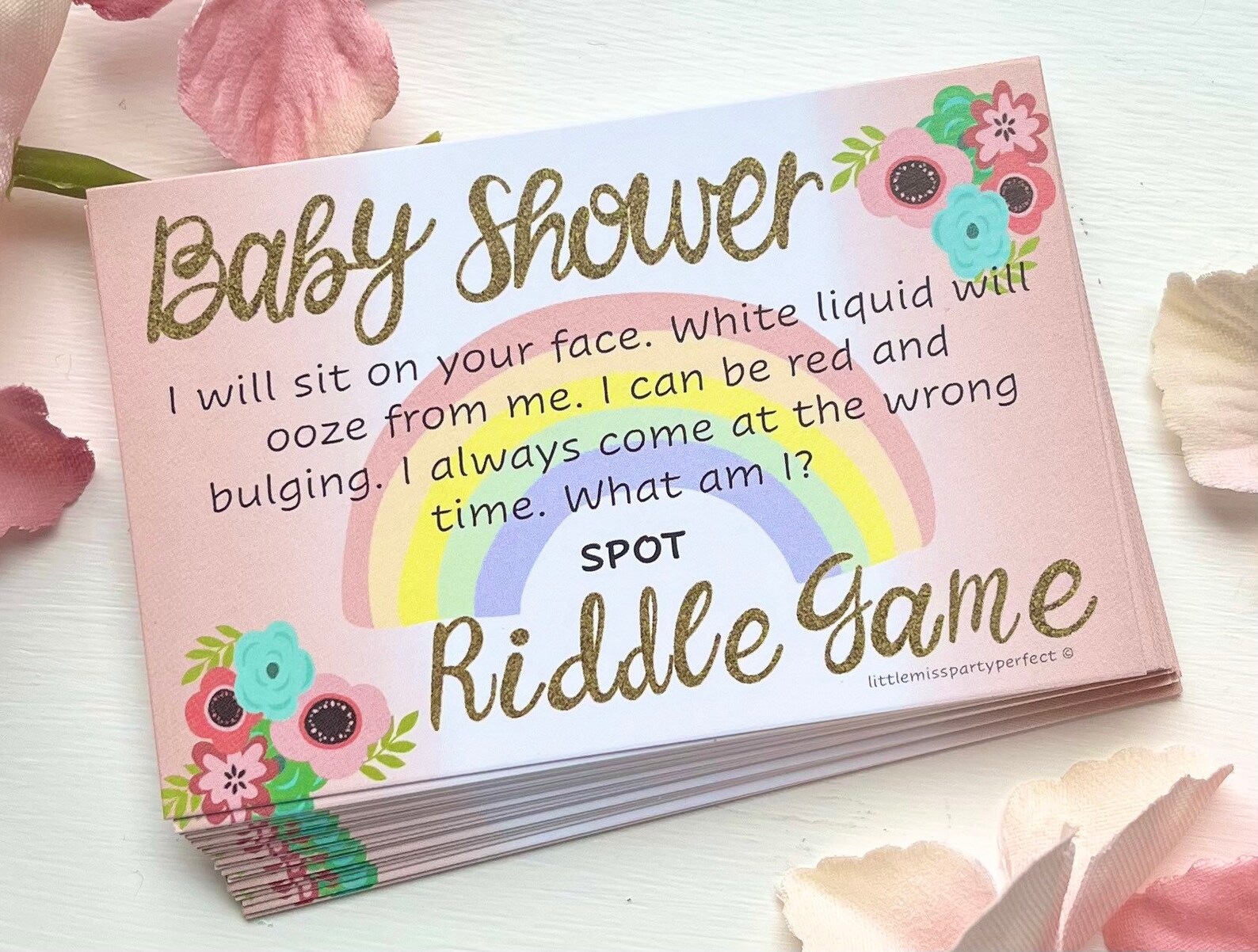 Baby Shower Girls Riddle Party Game Adult Humour 24 Cards Etsy