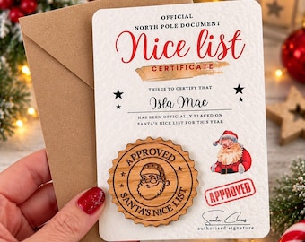 Personalised Santa Approved Christmas Medal, Wooden Token, Xmas Eve Box Gift, Stocking Filler, Kids  Keepsake
