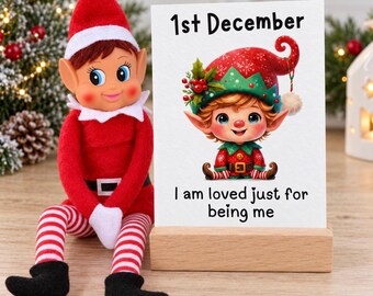 Elf Arrival 24 Days of Affirmation Cards, Present Gift Ideas From The Elf, Good Elf Ideas, Positive Notes for Kids - ELF NOT INCLUDED