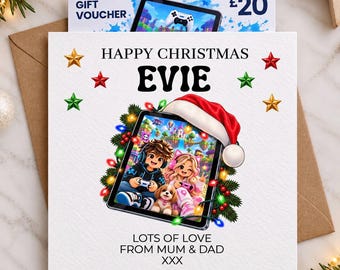 Personalised Christmas Voucher Holder for Gaming Gift Card, Custom Card, Kids, Son, Daughter, Grandson, Grandaughter