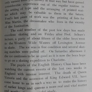 May include: A black and white newspaper clipping from the Daily Paper for Our Little People, dated Thursday, January 31, 1901. The article discusses the activities of students at the Western New York Institution for Deaf-Mutes in Rochester, New York. The article mentions skating, a lecture, and the death of Queen Victoria.