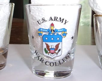Three Vintage Military Shot Glass With Graphics