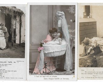 Early 1900s Song And Comic Black and White Photo Postcards Bamforth and One Color From France