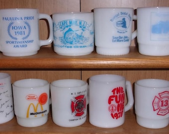 BETTER White Glass Mugs 1950s through 1980s Your Choice
