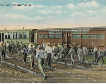 Circa 1908 RARE POSTCARD The Railroad Pay Car Panama Railroad Rare Postcard Gatun Panama Railroad Depot