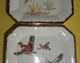 Vintage Pair Ceramic Wall Hangers Birds