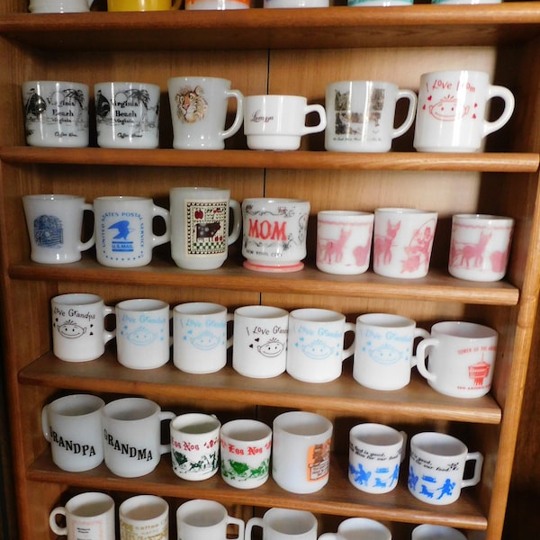 1970s 1980s White Glass Mugs 10 Dollars Each