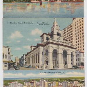 Miami, Floride, trois cartes postales des années 40