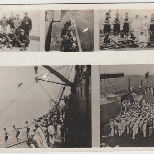 Três cartões postais da Marinha dos EUA da Primeira Guerra Mundial RPPC