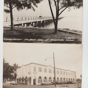 Seminole Inn Lake Worth Fl 1954 RPPC Postcard and Grady Bridge St Petersburg 1940s RPPC