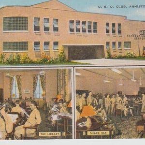 USO Club Anniston Alabama 1943 Multiview Postcard spedito gratuitamente Fort McLellan