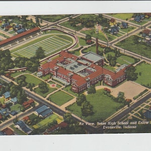 Cartão postal da Bosse High School Enlow Field Evansville 1946 enviado gratuitamente por Richard S. Greenwalt