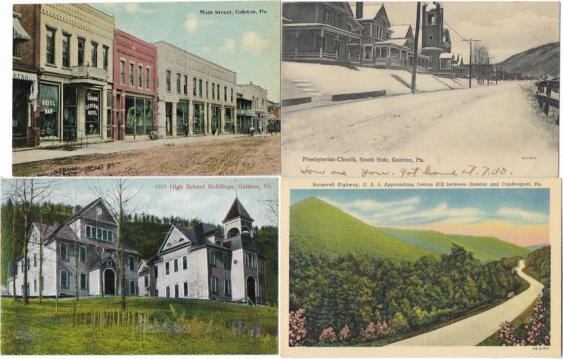 Galeton Pa Eight Vintage Postcards for One Price Etsy