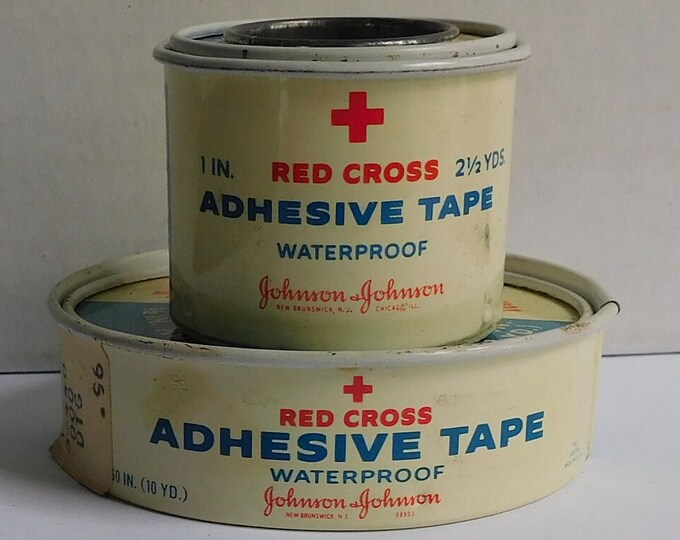 Johnson and Johnson Adhesive Tape Two Tin Containers Circa 1970 Etsy
