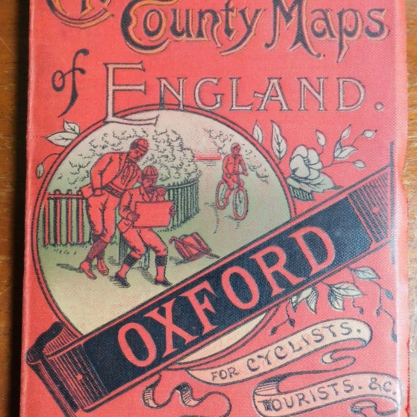 RARE 1902 Cruchley's County Maps Of England Oxford For Cyclist and Tourist By Gall Inglis