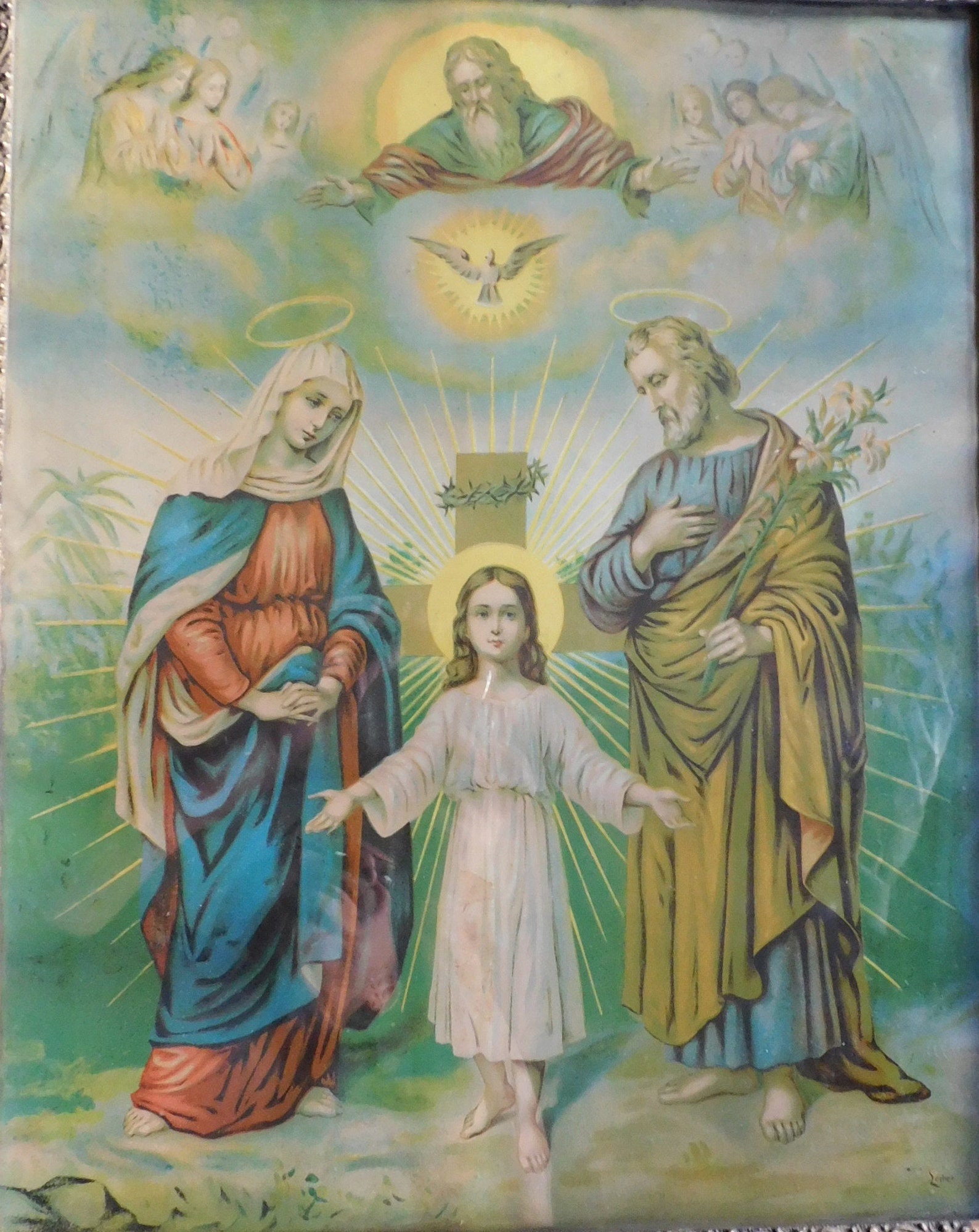 Vintage Framed Religious Art Print Fridolin Leiber Holy Family Etsy