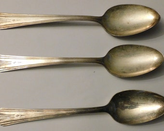 Vintage  Silver Plate Three Large Serving Spoons 8 3/8 Inch Long Wm Rogers Mfg Co