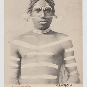 Carte postale australienne rare de chef aborigène de 1907 envoyée en Italie