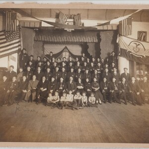 RARE Large Cabinet Photograph Binghamton NY SOKOL Lodge 36 Flag With Insignia