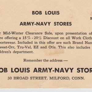 Bob Louis Army Navy Stores 1952 Postkarte Postkarte