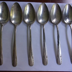 Six Vintage Large Size Silver Plated Spoons Wm Rogers Mfg Co Original Rogers