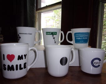 Seven  Uncommon 1980s Corning Glass Works Mugs YOUR CHOICE